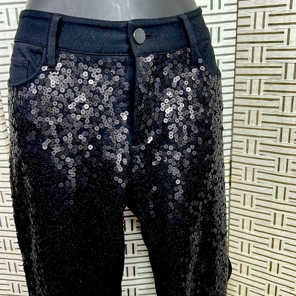 Paige sequined front black pant. - Picture 3 of 13
